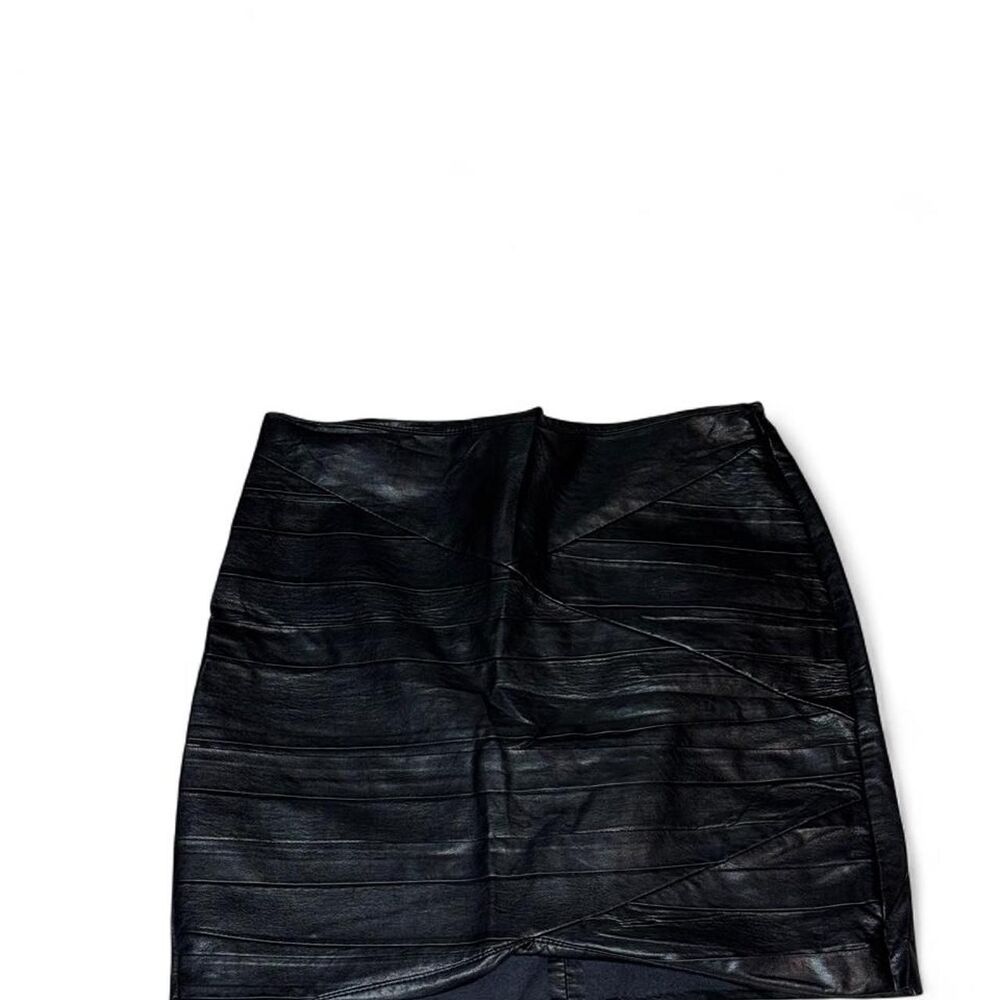 Zara Black Faux Leather Paneled Mini Skirt - Size Small